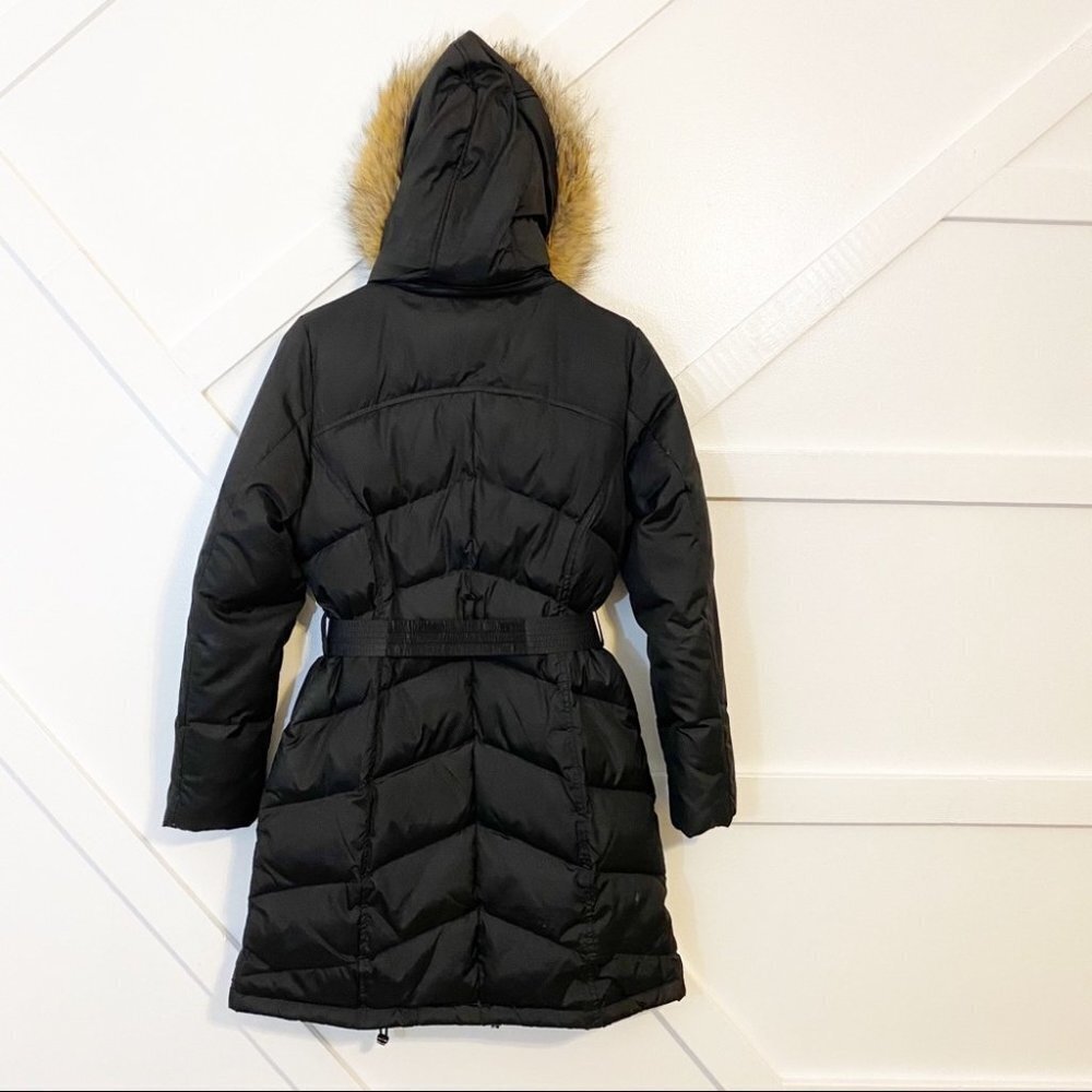 Marc New York Fur Detachable Hood Down Button Down Belted Puffer Jacket Black S - Picture 3 of 11